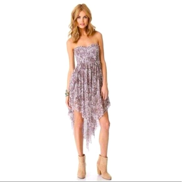 Free People Dresses & Skirts - NWOT | Free People | Strapless Asymmetrical Hanky Hem Purple Dress